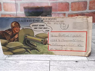 US Army Military WW2 Era Envelope Soldier Machine Gun Humorous • $5.99