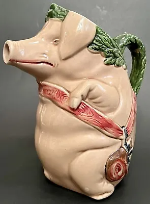 Antique Roman Emperor Majolica Pig Pitcher Jug Pottery Figural With Ham • $99.99