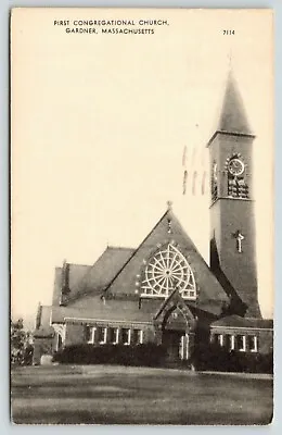 Gardner Massachusetts~First Congregational Church~Clock Tower~1957 • $9
