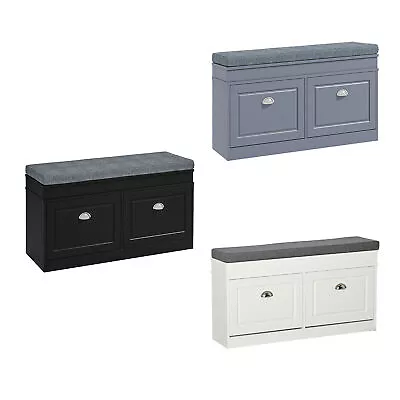 41  Entryway Shoe Rack Bench Storage Organizer Ottoman W/ 2 Drawers Cushion • $108.29