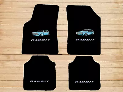 For VW Golf Mk1 Rabbit Velour Floor Mats Carpet Black Set All Embroidery 1974-82 • $189.99