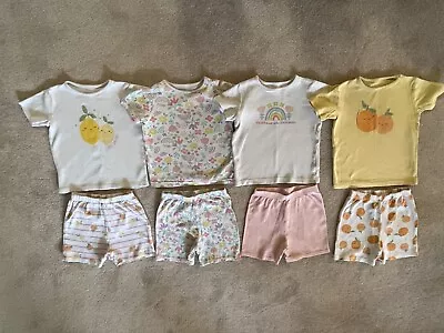 Girls Lovely Spring Summer Shortie Pyjamas Set  Rainbows Lemons  18-24 Months • £2.99