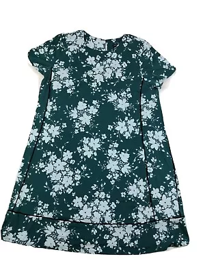 J. Jill Wearever Dress Size Large Green White Floral Knee Length Stretch Keyhole • $2.99