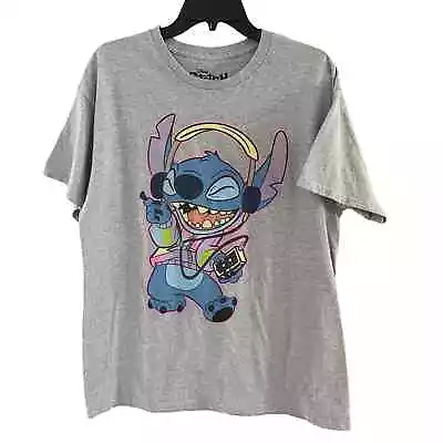Disney Stitch L Large Men's Tee Shirt Graphic Gray Short Sleeve Crew Neck  • $14.39