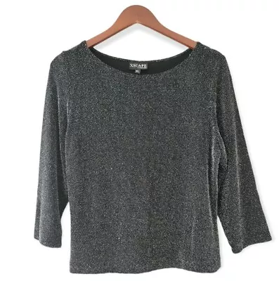 Xscape By Lawrence Kurtz XL Black Metallic  Long Sleeve Blouse • $14.90