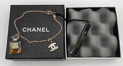 Rare Original Chanel N°5 Perfume Bottle & Cc Logo Charm Bracelet  New With Tag  • £240