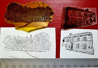 Two Small Polymer Letterpress Blocks Illustration Of Pub/Hotel Unmounted • £2