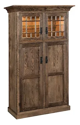 Amish Mission Craftsman Kitchen Pantry Storage Cupboard Roll Out Shelf Glass • $3099