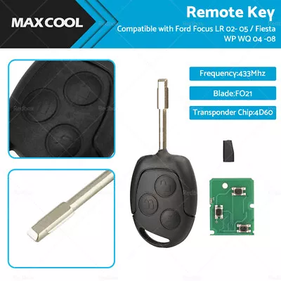 Remote Key 433MHz 4D60 Suitable For Ford Focus LR 02-05/Fiesta WP WQ 04-08 • $20.59