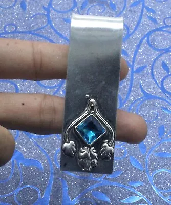 925 Sterling Silver Swiss Blue Topaz Gemstone Jewelry Money/Clip Size-3'' • $16.99