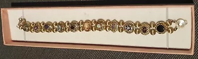 10k Yellow Gold OMG Richard Klein Multi-Slide 7  Bracelet Cameo & Gemstones • $849.95