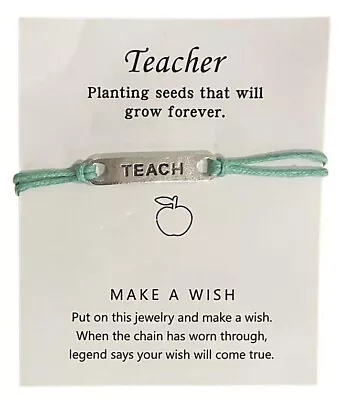 Teacher Thank You Gift WIsh Bracelet Poem In Envelope Teach Make A Wish • £2.50