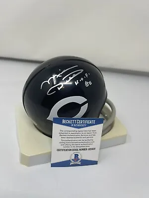 Mike Ditka Signed Inscribed Riddell Throwback 2 Bar Mini Helmet Beckett COA 1 • $159.99