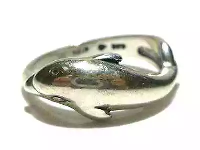 Estate Womens Mid Size Dolphin Kabana Sterling Silver Ring Band Size 6.25 • $60