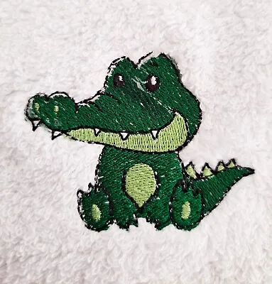 BABY HOODED BATH ROBE Embroidered BABY CROCODILE Design And Personalised Name • £18.90