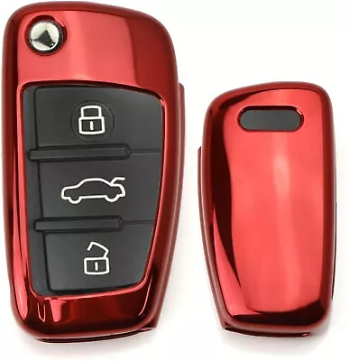 Chrome Red TPU Key Fob Case For Audi A3 S3 A4 S4 A6 Q5 Q7 TT Folding Blade Key • $8.99