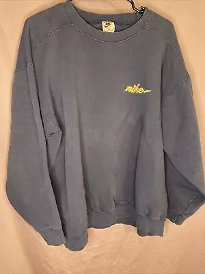 NIKE Vintage 90s Made In USA Nike Crewneck Sweatshirt Blue Size XL  #620 • $42