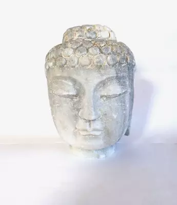 Small Hand Carved White Marble Stone Buddha Head 4.5  Tall • $35