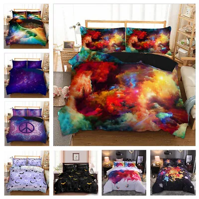 Galaxy Colorful Quilt Cover Floral Marvel Batman Moon Star Space Duvet Doona Set • $31.18