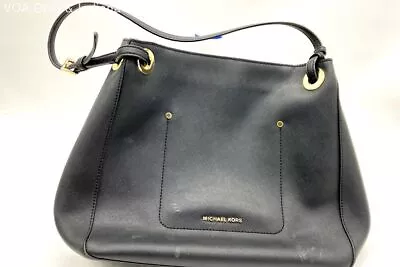 Michael Kors Walsh Black Saffiano Leather Shoulder Tote Satchel Two Handle Purse • $9.99