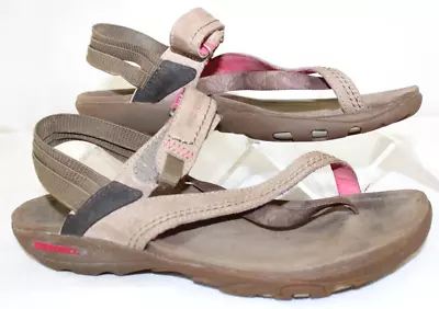 Merrell Womens Sandals 7 Mimosa Clove Kangaroo Brown Suede Leather Strappy Shoes • $34.99