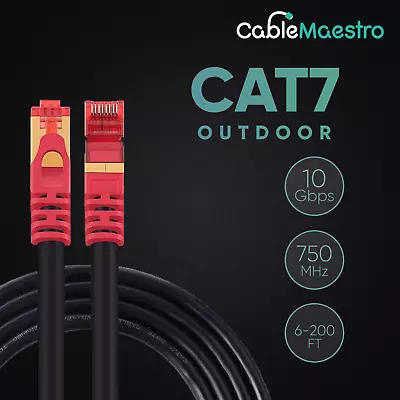 Outdoor CAT7 Patch Cord Shielded 26AWG Ethernet Cable SFTP LAN RJ-45 6-200FT Lot • $65.25