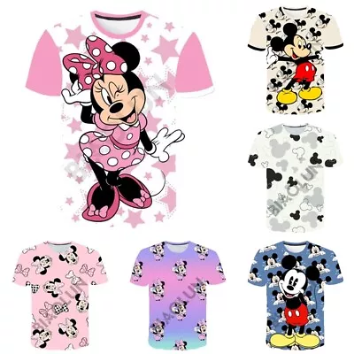 Kids Mickey Minnie Mouse Cartoon Casual Short Sleeve T-Shirt Tee Top Gifts UK • £4.99