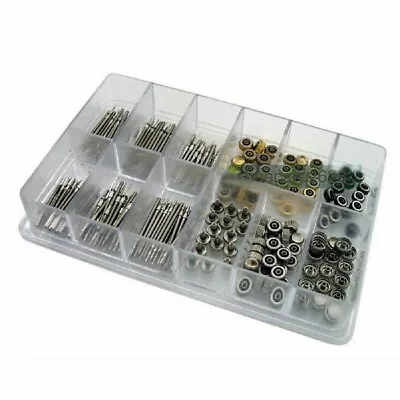 144 Pcs New Watch Stem+Watch Crown Parts Box Set For Ladies And Quartz Watches C • £11.27