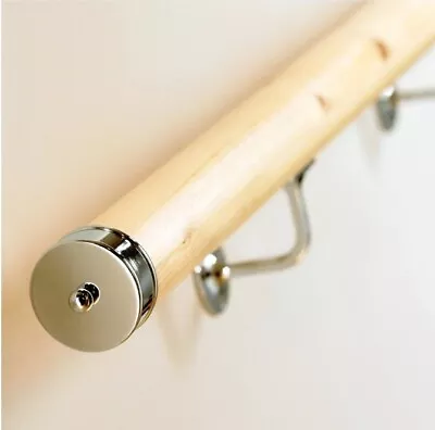 £15.99 • Buy 2 X Mopstick Wall Handrail Round End Caps Chrome Effect By Richard Burbidge