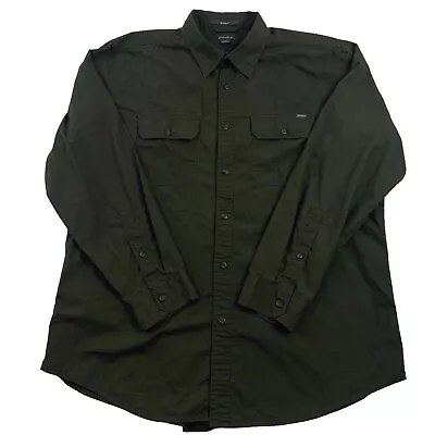 Eddie Bauer Mens L Green Relaxed Fit Ripstop Outdoor Button Up Work Shirt (U2) • $12.71