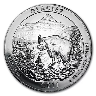 2011 5 Oz ATB Silver Coin - Glacier MT- 25C America The Beautiful - BU • $193