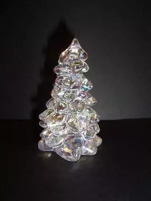 Mosser Glass Crystal Carnival Iridized 2.75  Mini CHRISTMAS TREE Figurine USA! • $17.95