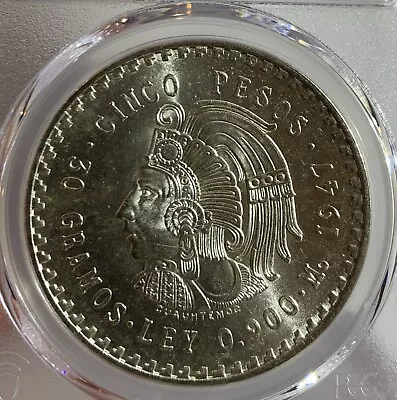 1947 Mexico 5 Peso Silver Coin Pcgs Ms64 • $89.99