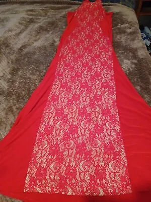 Stiletto Long Red Vintage Dress Size Medium With Lace • $8