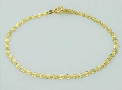 9ct Gold Starburst Diamond Cut Forzatina Chain Bracelet 7.25 Inch • £49.99