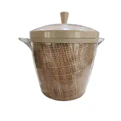 Vintage Mid Century Plastic Thermo-Temp Raffia Burlap Ice Bucket • $17.60