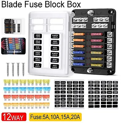 Blade Fuse Box Block 12V 32V 12 Way Holder LED Indicator Car Auto Boat Marine AU • $33.99