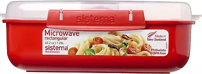Sistema Rectangle Microwave Container | 1.25 L | BPA-Free | Red/Clear • £7.19