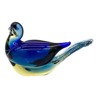 20th Century Somerso Murano Glass Bird- Blue And Yellow • $150