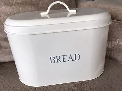 Bread Bin Cream/Grey Metal 13x7 Inches • £14
