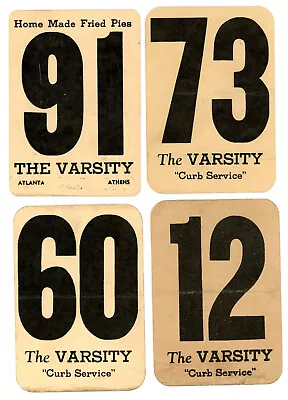 4 Original 1950s The Varsity Drive In Restaurant Atlanta Athens #’d Order Card • $18.50