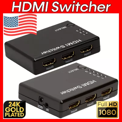 HDMI Switch Splitter 2x1 3x1 5x1 IR Remote Selector Hub 1080p 3D ARC Laptop HDTV • $27.79