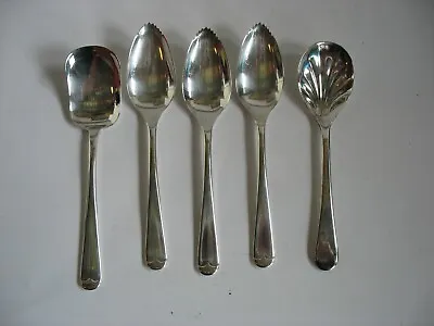 S/5 Sheffield England Silverplate Jam Sugar Spoon Fruit Grapefruit Spoons EPNS • $23.76