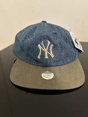 Vintage New York Yankees Denim Strapback Hat • $15