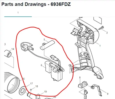 Makita SWITCH UNIT 6936FDWAE 638437-7 For 6936FD 18v Cordless Impact • £36.86