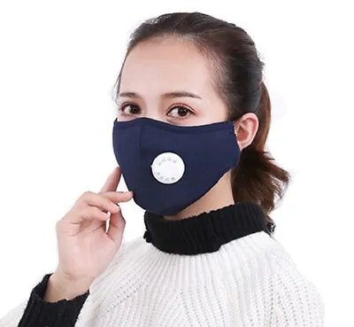 Blue Face Mask Protective 2 Filters Dust Pollen Washable Reusable PM 2.5 FM6 UK • £3.95