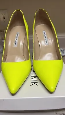 Very Elegant Manolo Blahnik  Shoes Neon  Yellow  Patent  Leather.  39.5 Size • $145