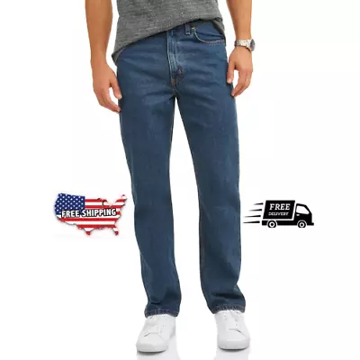 Men's Relaxed Fit Denim Soft Cotton 5 Pockets Jeans Men Tall & Big Black Pants • $19.99