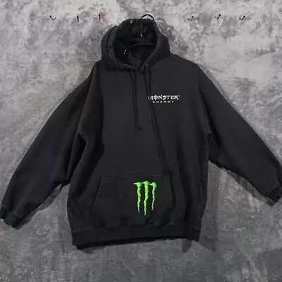 Monster Energy Hoodie Mens Large Black Extreme Sports Motocross Skateboarding • $39