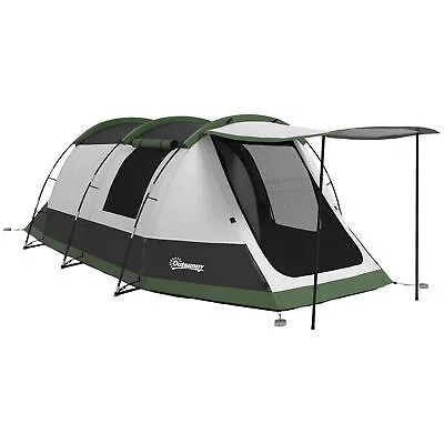 Outsunny Tunnel Tent With Bedroom Living Room And Porch For 3-4 Man Green • £109.99